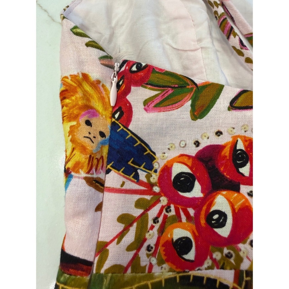 New FARM Rio Into The Jungle Mini Dress Pink Tropical Print Spaghetti Strap,Sml - Picture 11 of 16